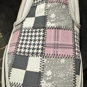 Vans Women's Patchwork Flats in Gray and Pink